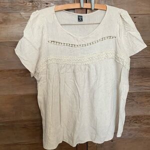 Women’s blouse (2XL) Cream with Pattern